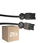 Multipack 25x Noxion GST - Compatible Cable de extensión Negro - Macho + Hembra - 2m - 3 pole 1,5mm2
